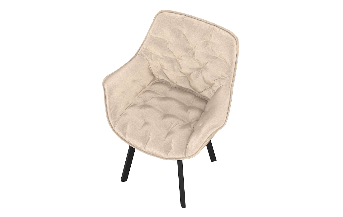 Стул Квинта велюр конфетти крем/Цвет металл черный